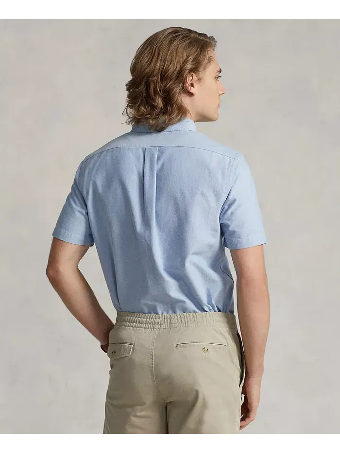 Мужская классическая короткорукавная рубашка Oxford Polo Ralph Lauren — изображение 2 из 5, синий