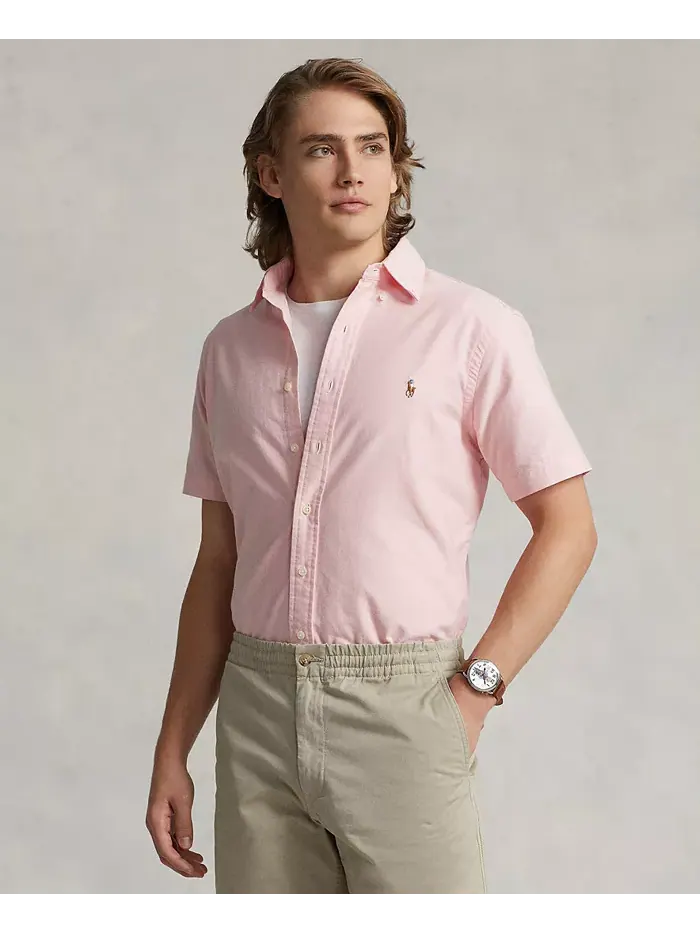 Мужская классическая короткорукавная рубашка Oxford Polo Ralph Lauren — изображение 1 из 5, розовый