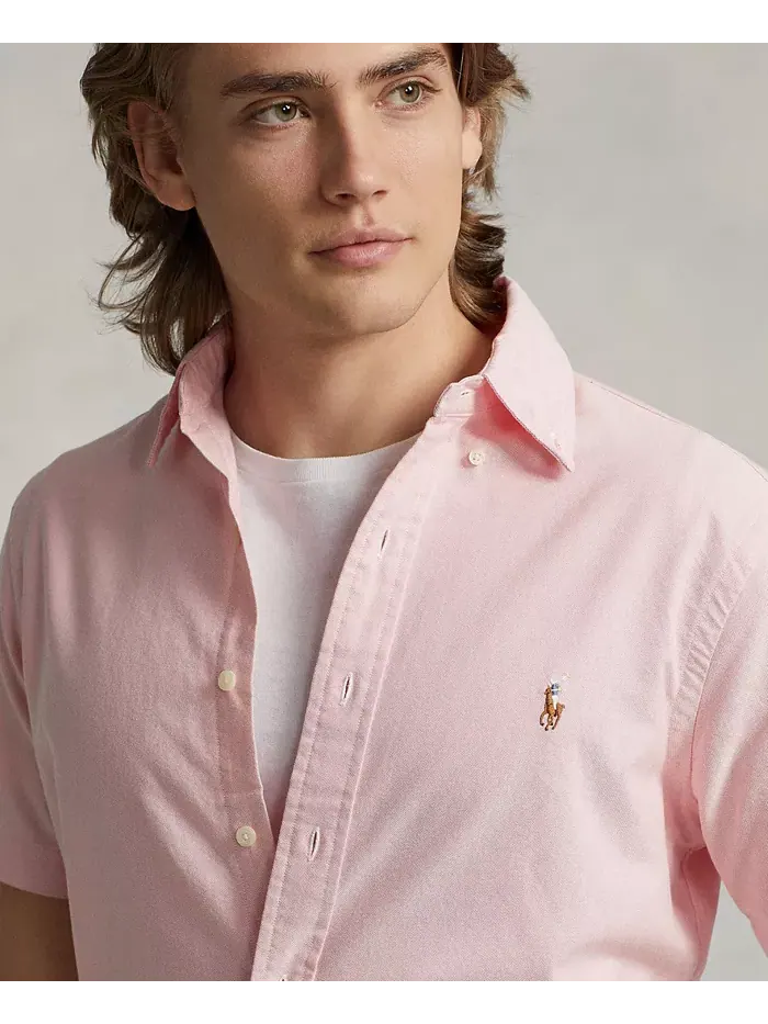 Мужская классическая короткорукавная рубашка Oxford Polo Ralph Lauren — изображение 3 из 5, розовый