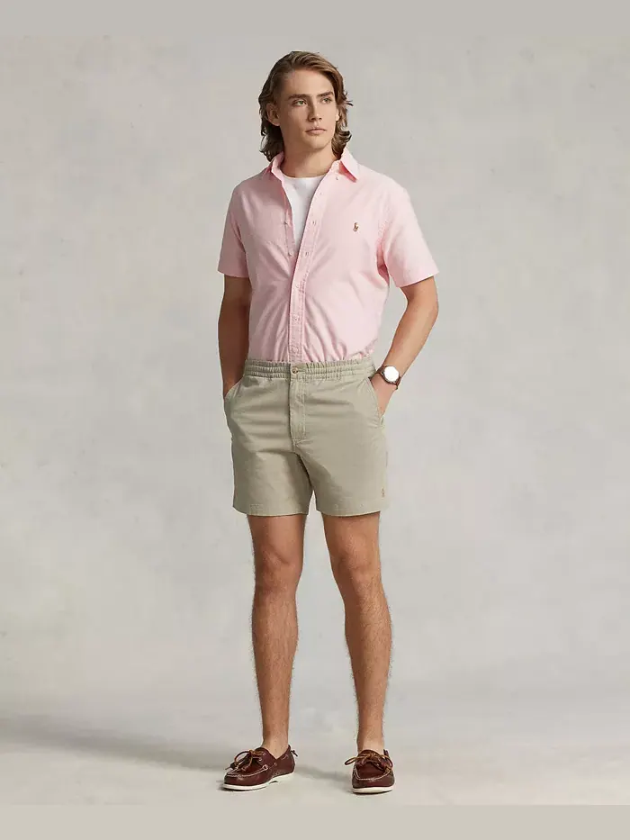 Мужская классическая короткорукавная рубашка Oxford Polo Ralph Lauren — изображение 4 из 5, розовый