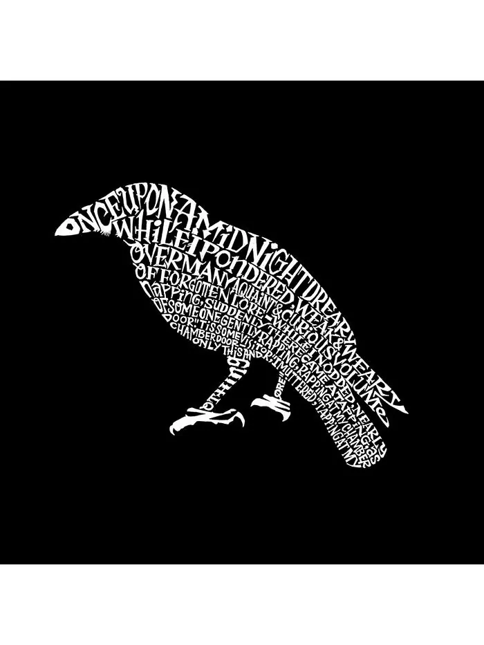 Мужская футболка с длинным рукавом с надписью Word Art — The Raven LA Pop Art — изображение 2 из 2, черный