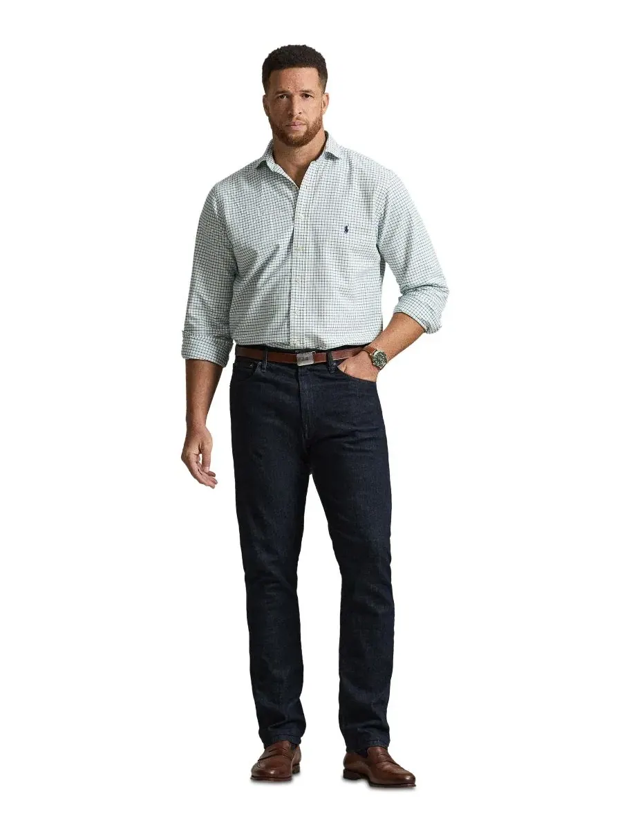 Рубашка оксфордская с принтом Tattersall, модель Big & Tall Polo Ralph Lauren — изображение 2 из 6, белый зеленый мульти