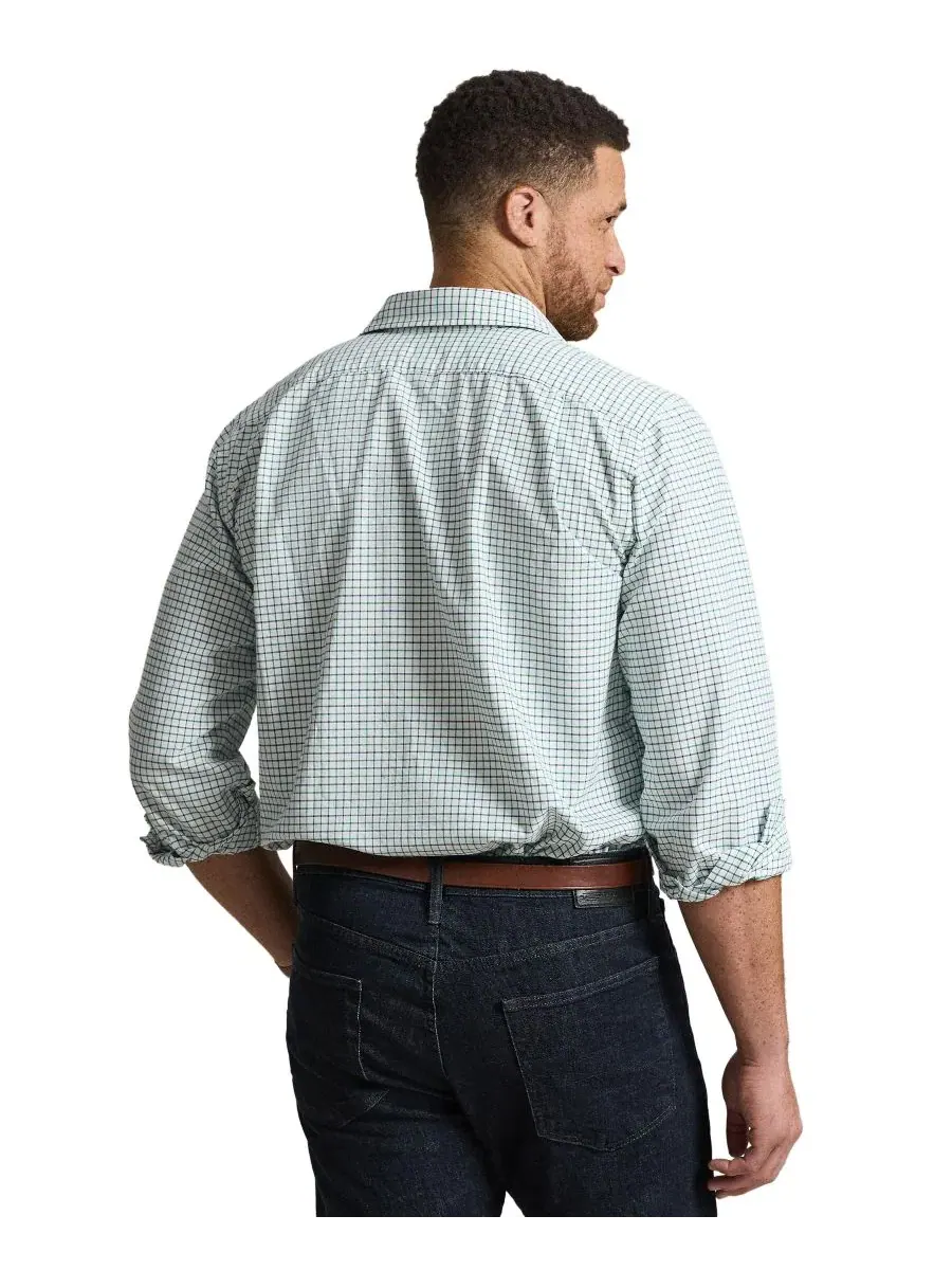 Рубашка оксфордская с принтом Tattersall, модель Big & Tall Polo Ralph Lauren — изображение 5 из 6, белый зеленый мульти