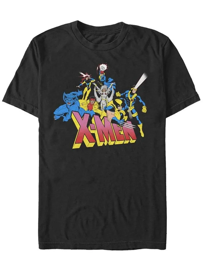 Мужская футболка X Men Group с короткими рукавами и круглым вырезом Fifth Sun — изображение 1 из 1, черный