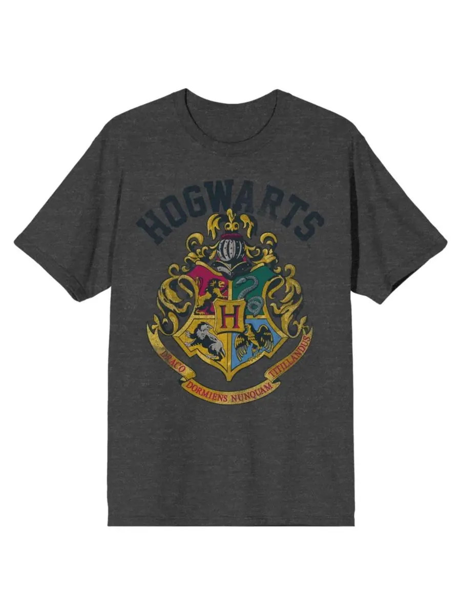 Футболка с принтом Hogwarts Crest Harry Potter — серый