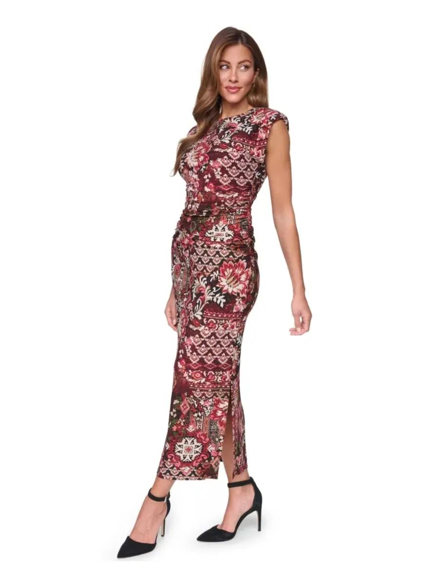 Платье-миди с принтом Boat Neck Bodycon Midi Dress Vince Camuto — изображение 2 из 5, мульти