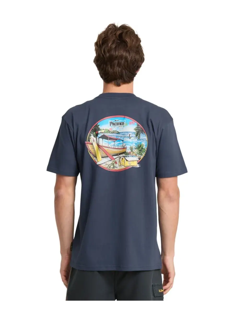 Футболка мужская с коротким рукавом Pacifico Sayulita Cruising Crewneck Quiksilver — изображение 1 из 7, синий