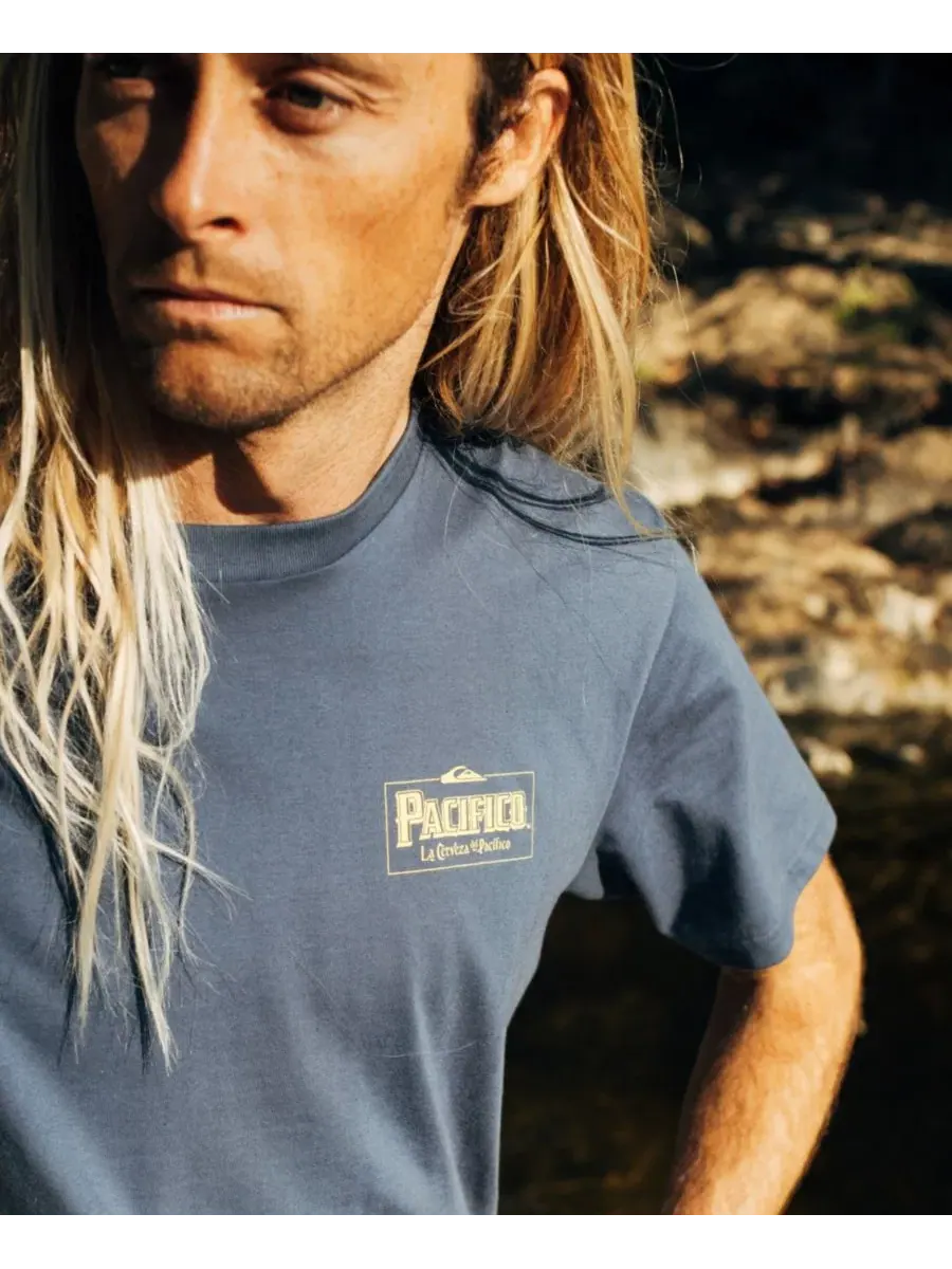 Футболка мужская с коротким рукавом Pacifico Sayulita Cruising Crewneck Quiksilver — изображение 6 из 7, синий