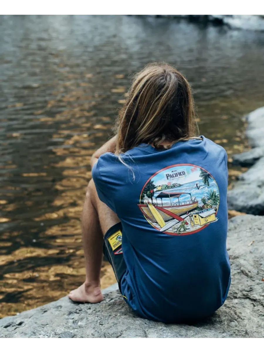 Футболка мужская с коротким рукавом Pacifico Sayulita Cruising Crewneck Quiksilver — изображение 7 из 7, синий
