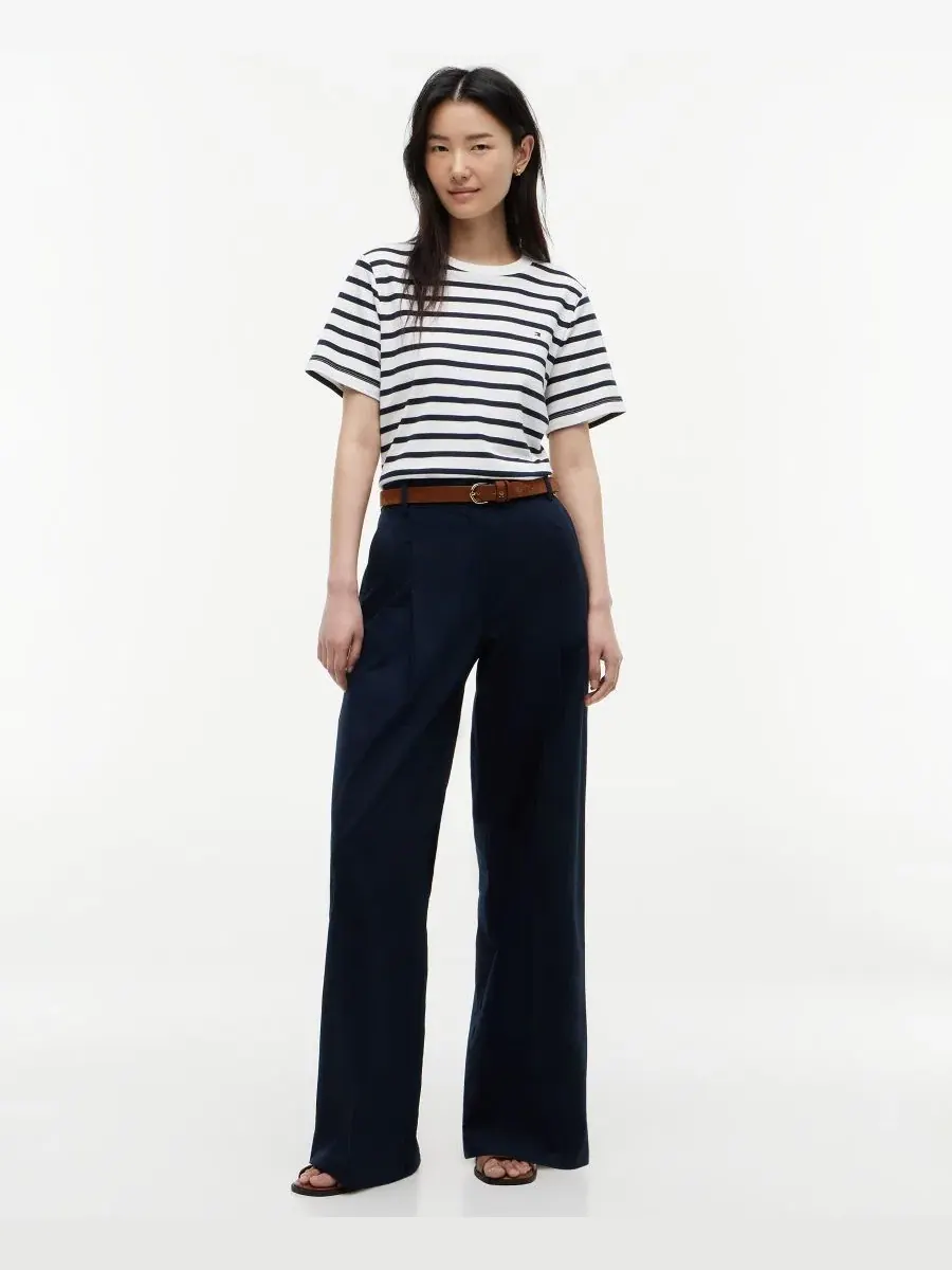Штаны-чинос из хлопка с широкими штанинами Tommy Hilfiger — изображение 2 из 4, темный темно-синий