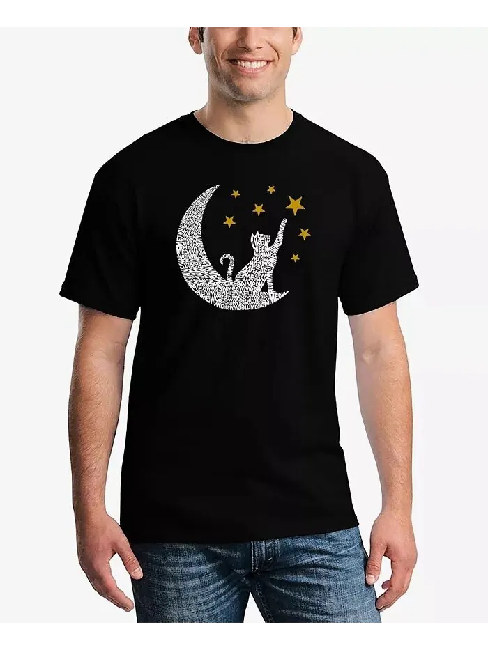 Cat Moon — мужская футболка с рисунком Word Art LA Pop Art — изображение 1 из 5, черный