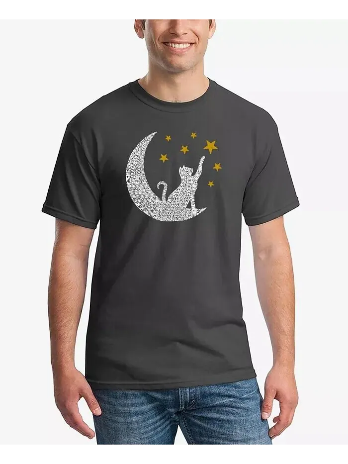 Cat Moon — мужская футболка с рисунком Word Art LA Pop Art — изображение 1 из 4, серый