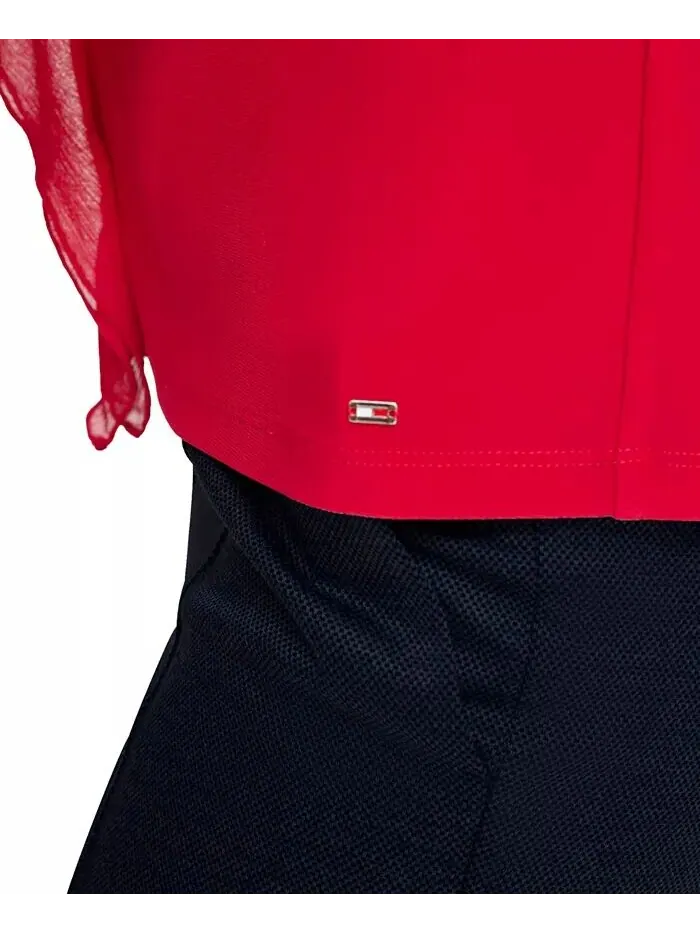 Женский топ смешанной техники с рюшами Tommy Hilfiger — изображение 6 из 6, алый