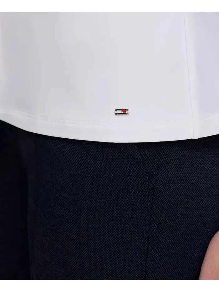 Женский топ смешанной техники с рюшами Tommy Hilfiger — изображение 4 из 5, белый