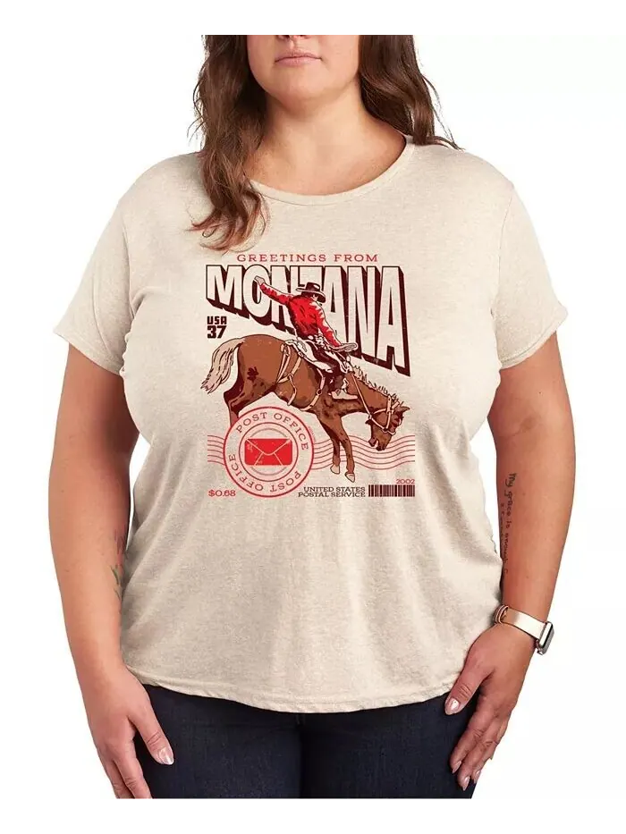 Футболка больших размеров Montana Stamp с графическим рисунком Hybrid Apparel — изображение 1 из 3, березовый