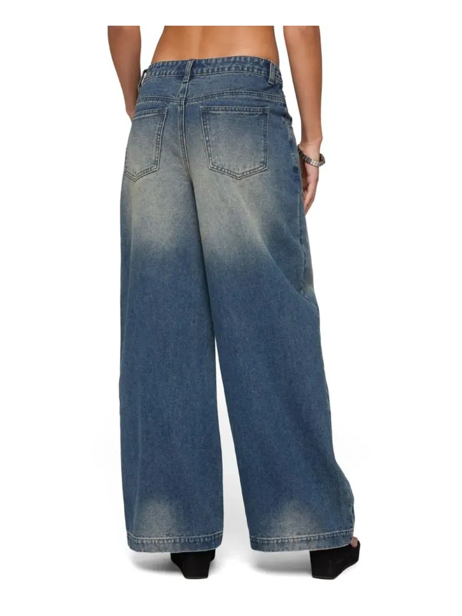 Джинсы с заниженной талией Sabira Low Rise Baggy Jeans Edikted — изображение 2 из 5, синий-винтажный