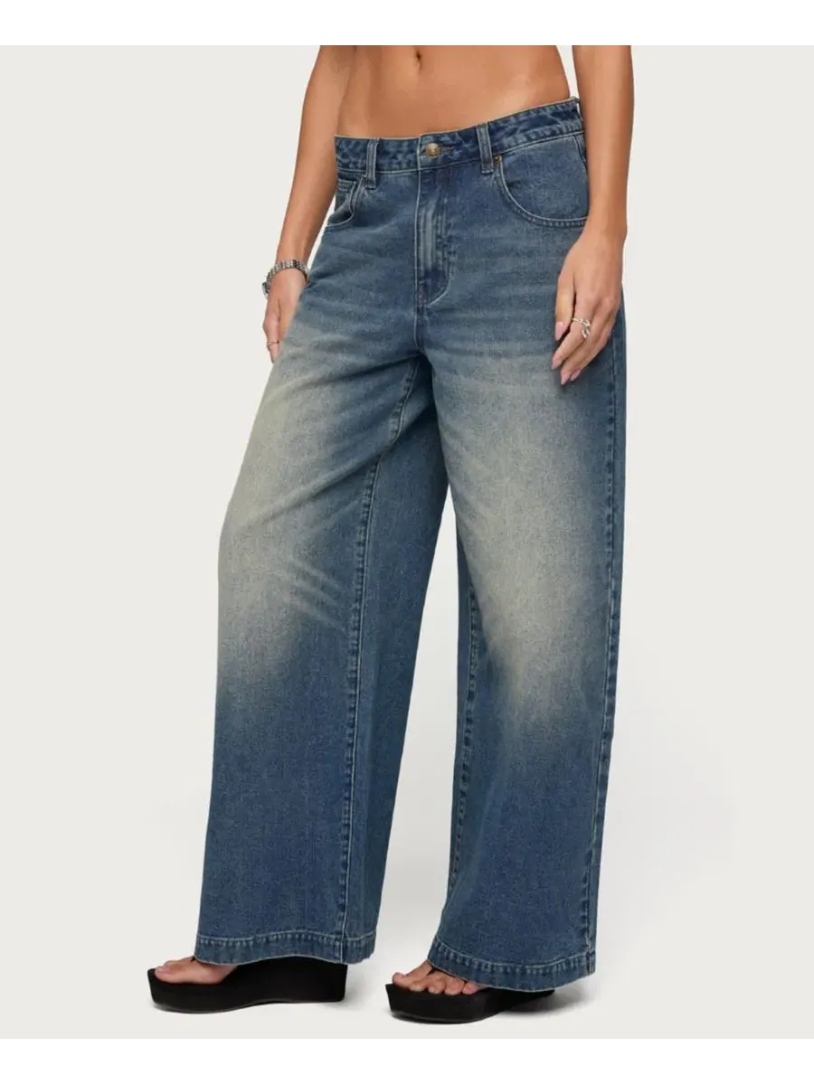 Джинсы с заниженной талией Sabira Low Rise Baggy Jeans Edikted — изображение 4 из 5, синий-винтажный