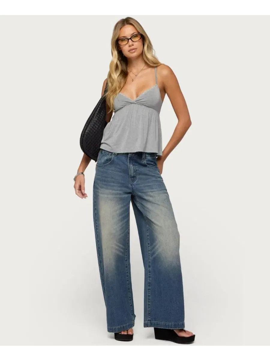Джинсы с заниженной талией Sabira Low Rise Baggy Jeans Edikted — изображение 5 из 5, синий-винтажный