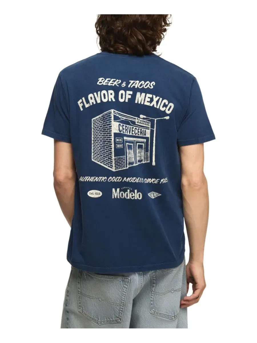 Футболка с принтом Modelo Cerveceria Lucky Brand — изображение 1 из 4, синий