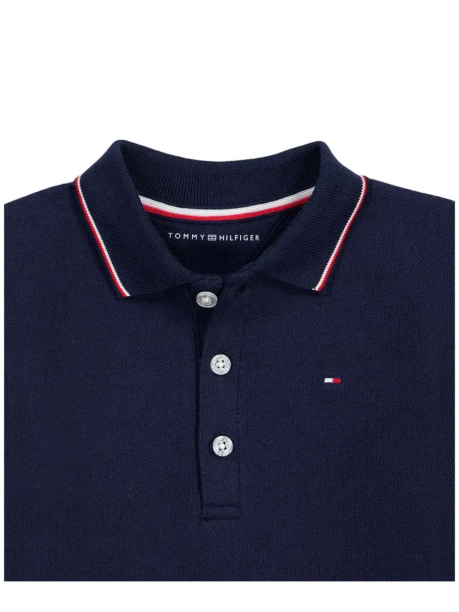 Детский комбинезон-поло с длинным рукавом Tommy Hilfiger — изображение 3 из 5, темно-синий