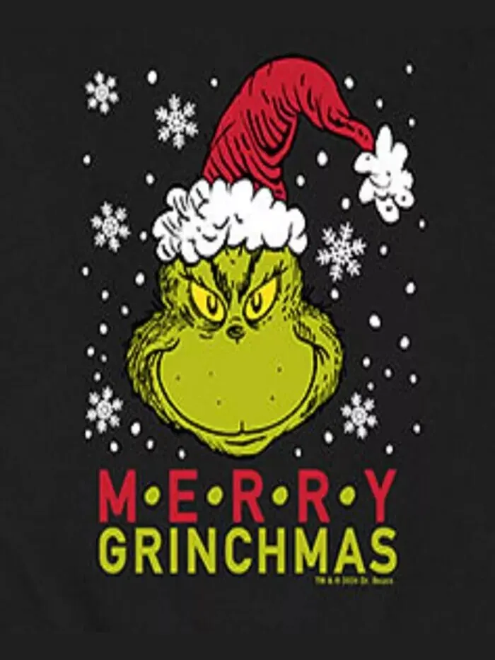 Мужская флисовая кофта с длинными рукавами The Grinch Merry The Grinchmas AIRWAVES — изображение 3 из 3, черный