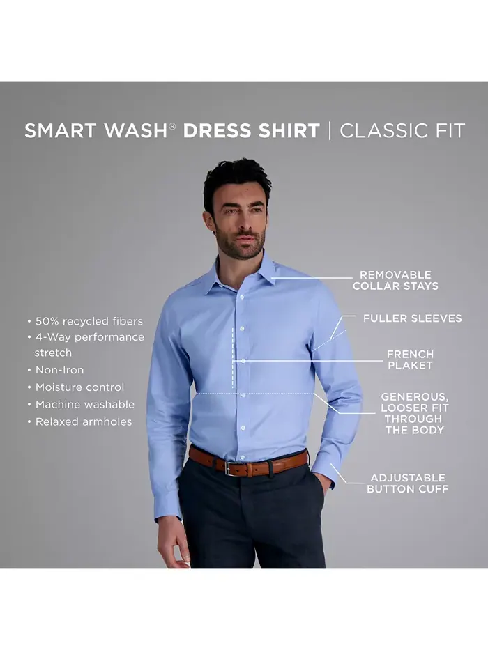 Мужская классическая рубашка Smart Wash Haggar — изображение 7 из 8, белый
