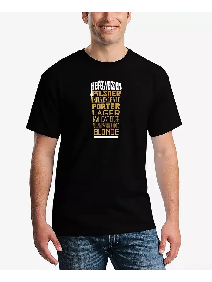 Мужская футболка с коротким рукавом Styles of Beer Word Art LA Pop Art — изображение 1 из 3, черный