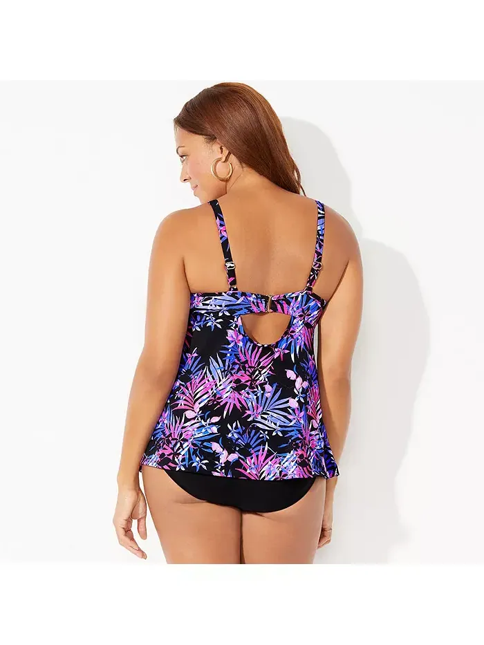 Женский бюстгальтер-танкини на косточках с вязанным крючком топом Swimsuits for All — изображение 2 из 2, розовый фиолетовый