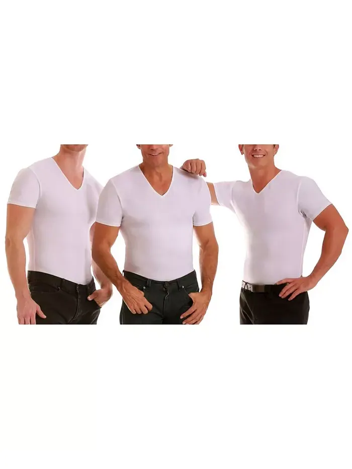 Insta Slim Мужские Футболки с V-образным вырезом и коротким рукавом, компрессионные, 3 шт Instaslim — белый