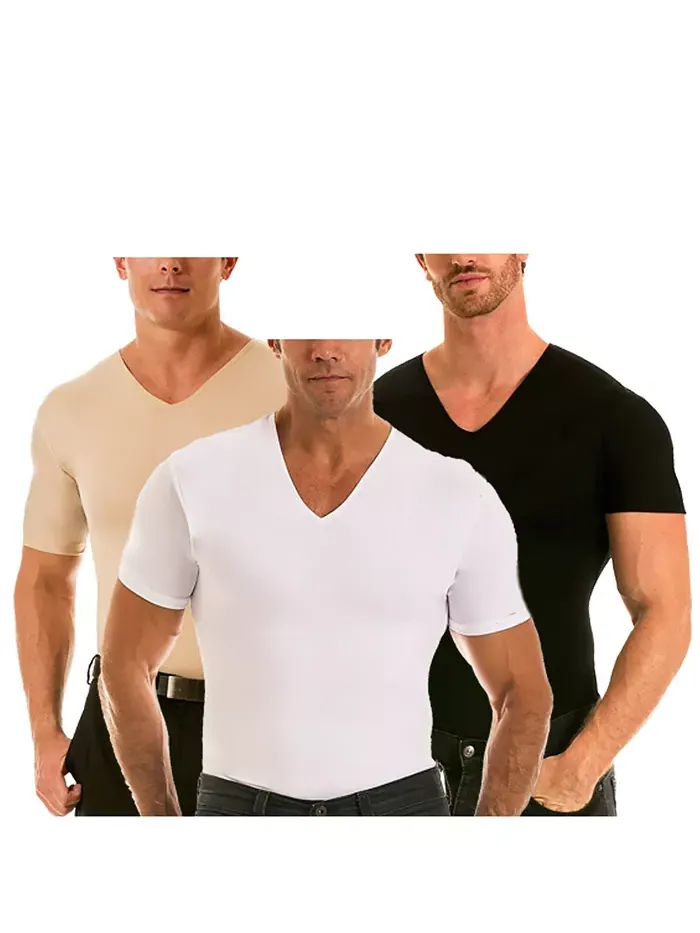 Insta Slim Мужские Футболки с V-образным вырезом и коротким рукавом, компрессионные, 3 шт Instaslim — изображение 3 из 3