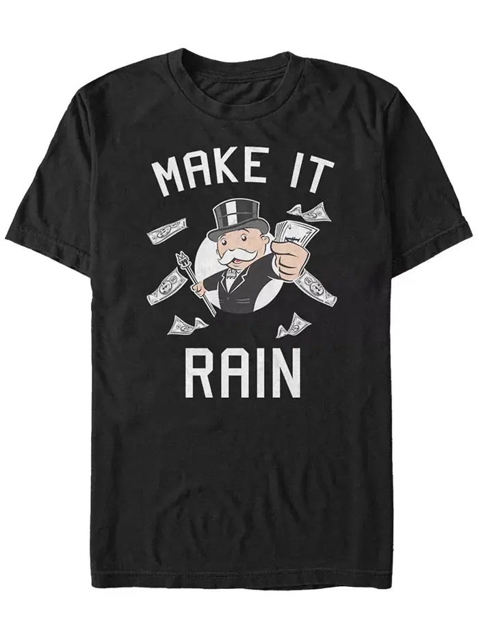 Футболка с коротким рукавом Monopoly Men's Make It Rain Fifth Sun — изображение 1 из 1, черный