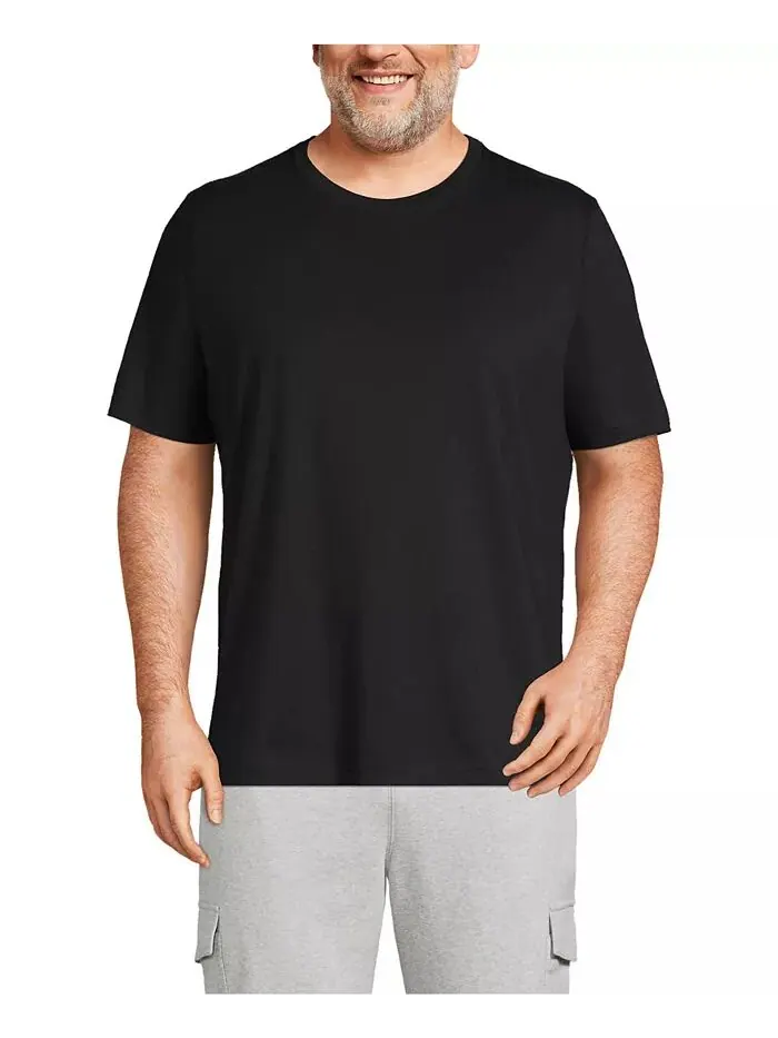 Футболка с коротким рукавом Big & Tall Super-T Lands' End — изображение 1 из 3, черный