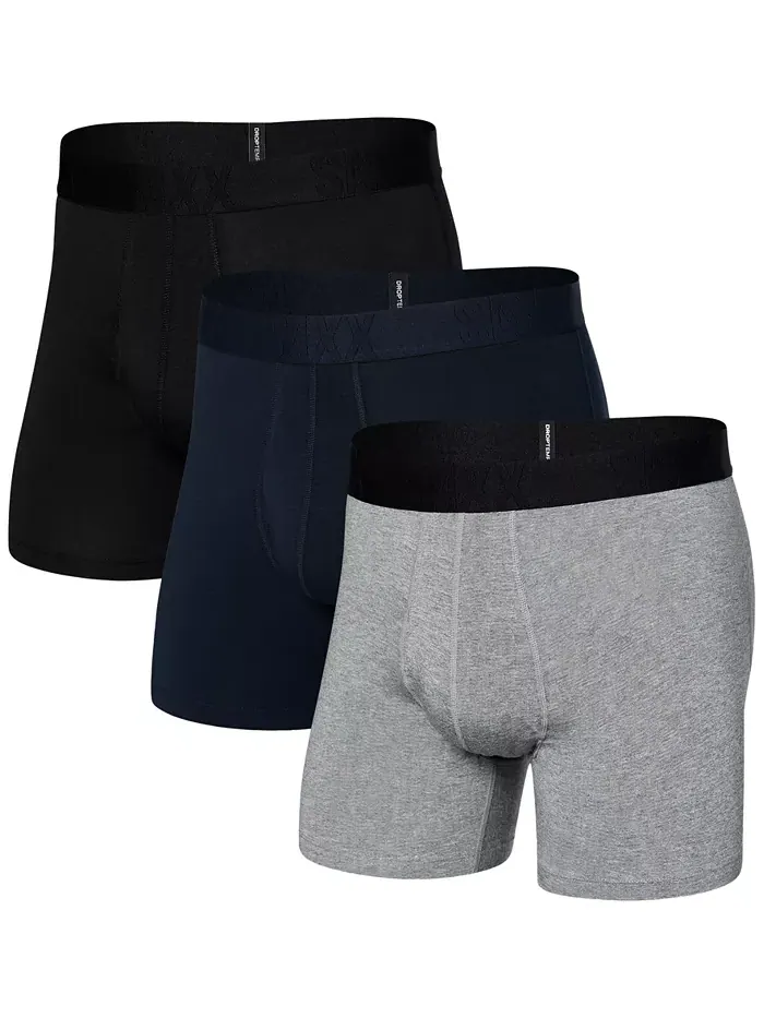 Мужские охлаждающие боксеры DropTemp из хлопка, slim fit – 3 шт SAXX — серый