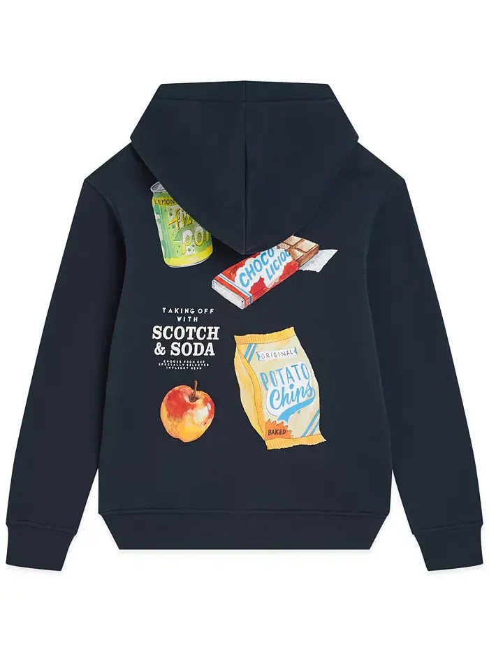 Графический принт худи для мальчиков 8-16 лет Scotch & Soda — изображение 2 из 3, синий