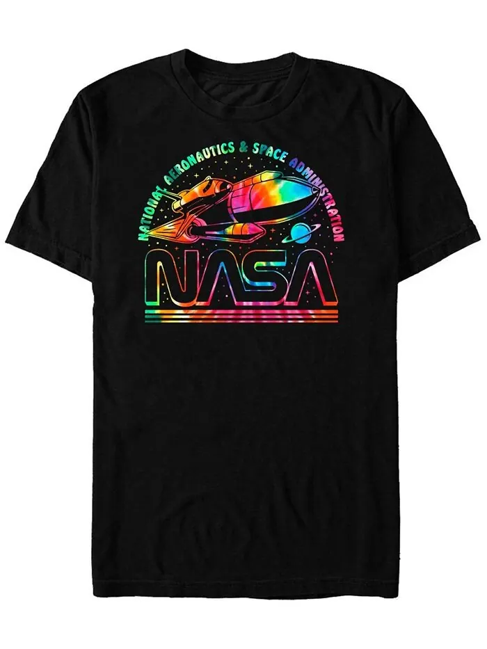 Мужская футболка с короткими рукавами и логотипом NASA Rainbow Tie Dye Rocket Fifth Sun — изображение 1 из 1, черный