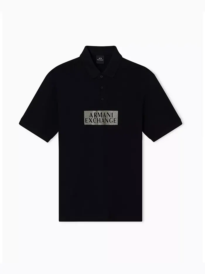 Мужская поло с золотым логотипом A|X Armani Exchange — изображение 5 из 5, черный