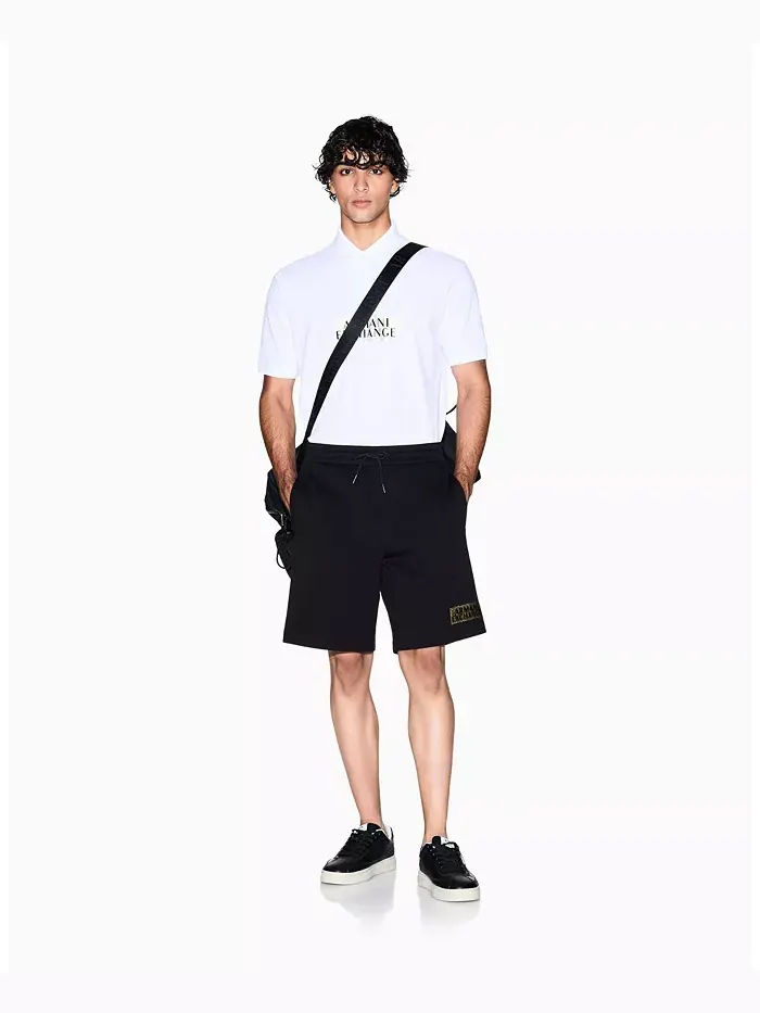 Мужская поло с золотым логотипом A|X Armani Exchange — изображение 2 из 5, белый