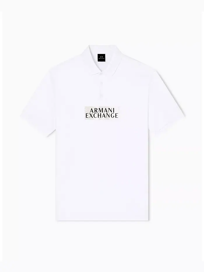 Мужская поло с золотым логотипом A|X Armani Exchange — изображение 5 из 5, белый