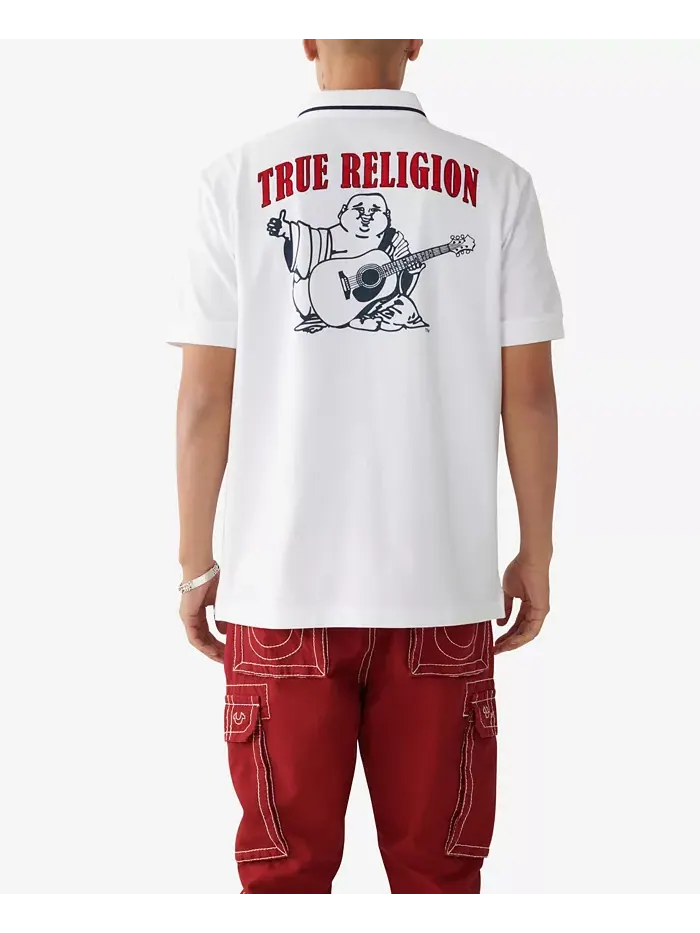 Мужская поло с коротким рукавом Regular Fit и логотипом Будды True Religion — изображение 1 из 3, белый