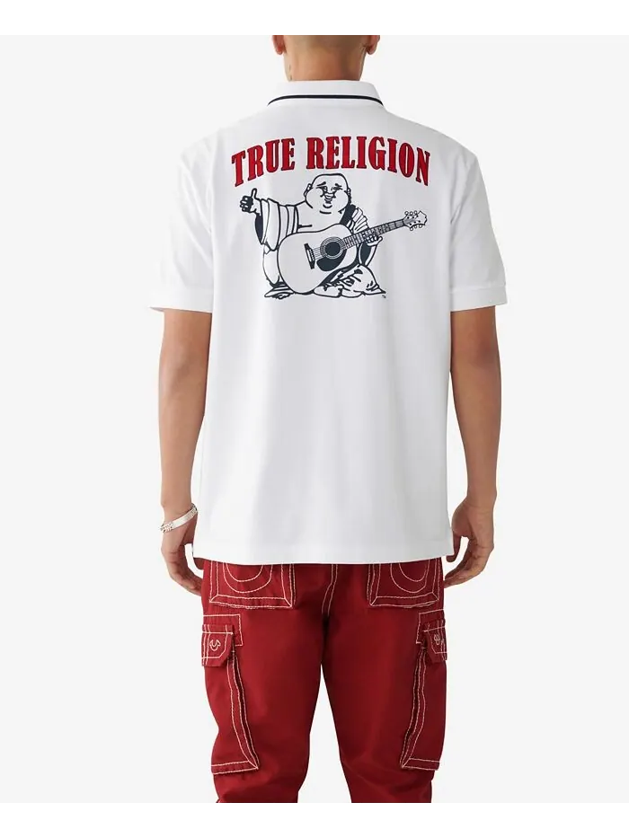 Мужская рубашка-поло стандартного кроя с коротким рукавом JV7 True Religion — изображение 2 из 3, белый