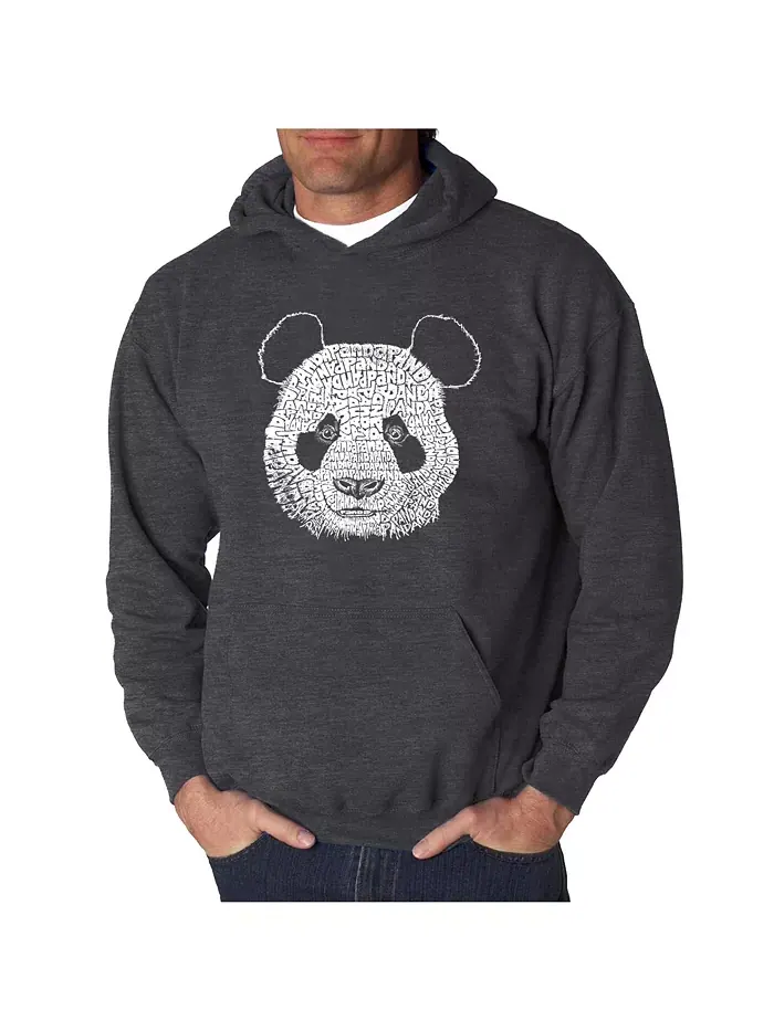 Мужской худи Word Art - Panda Head La Pop Art — изображение 1 из 2, серый