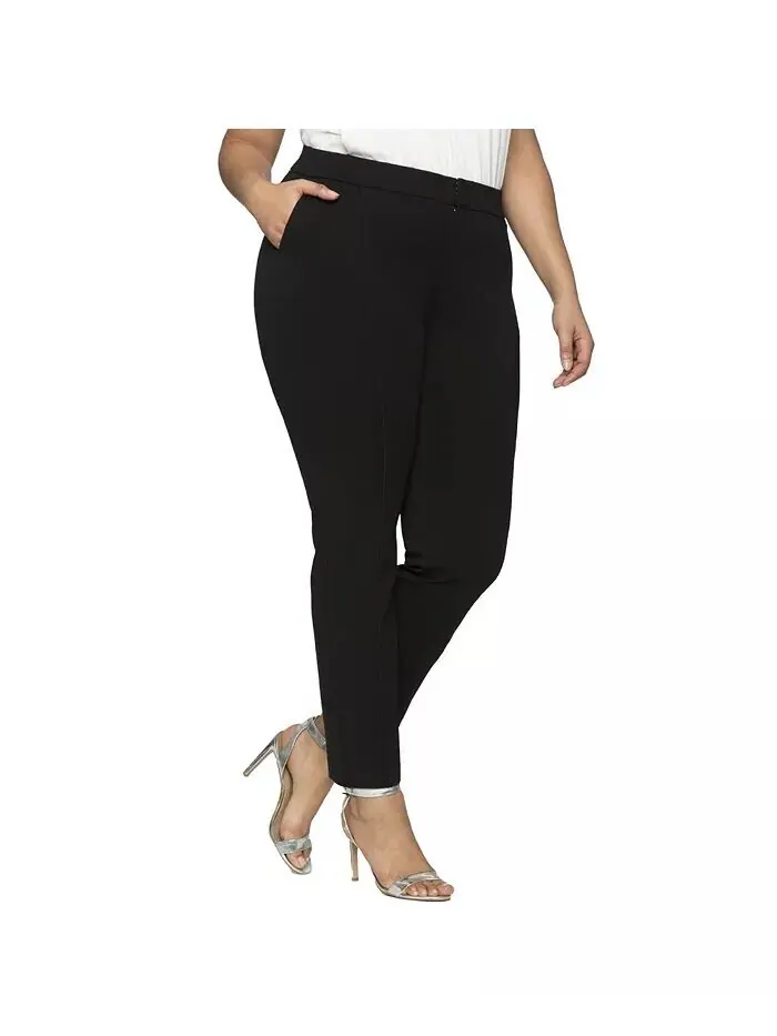 Женские брюки Plus Size Tall The Ultimate Stretch Slim Leg Pant ELOQUII — изображение 1 из 3, черный