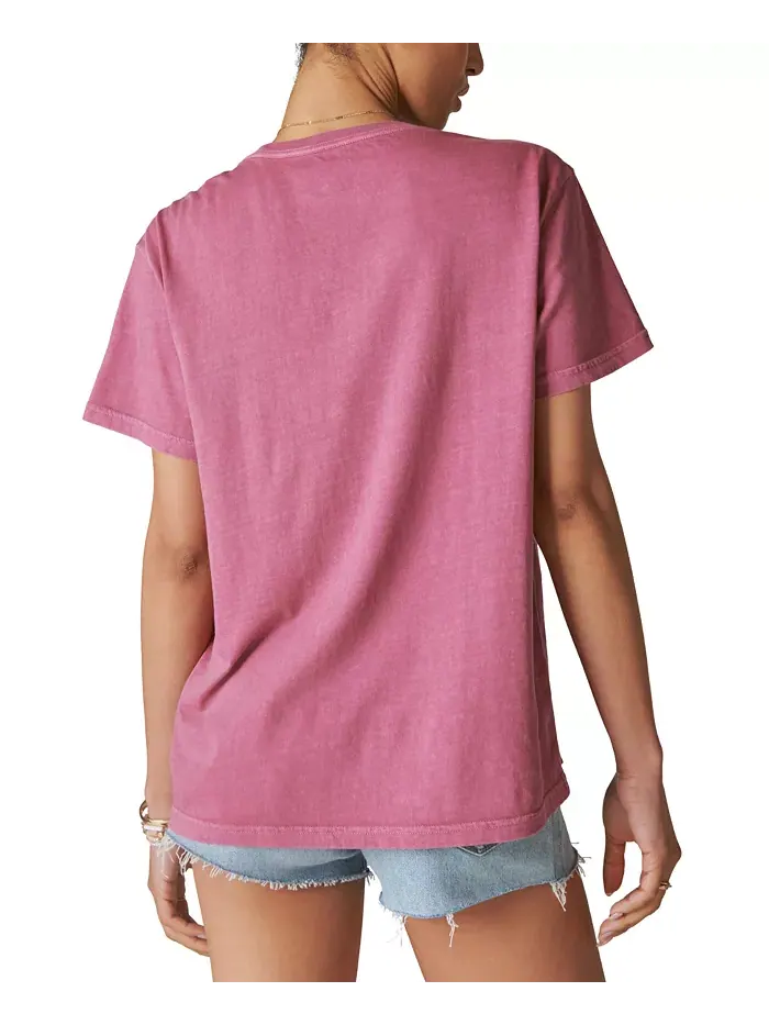 Женская футболка оверсайз Butterfly Garden Lucky Brand — изображение 2 из 3, красный фиолетовый