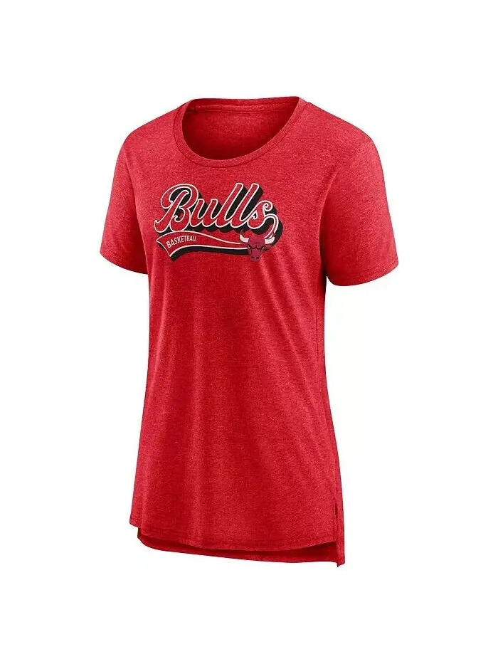 Женская футболка Heather Red Chicago Bulls League Leader Tri-Blend Fanatics — изображение 2 из 3, красный