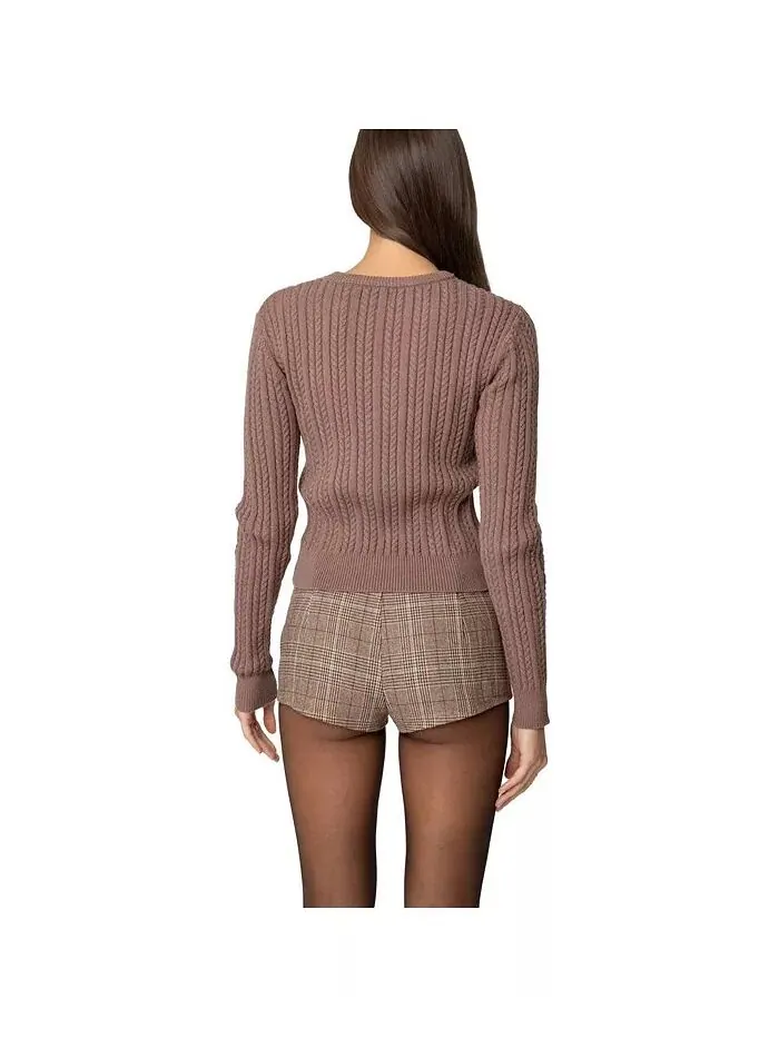 Женский свитер Beverly Bow Cable Knit Edikted — изображение 3 из 3, коричневый