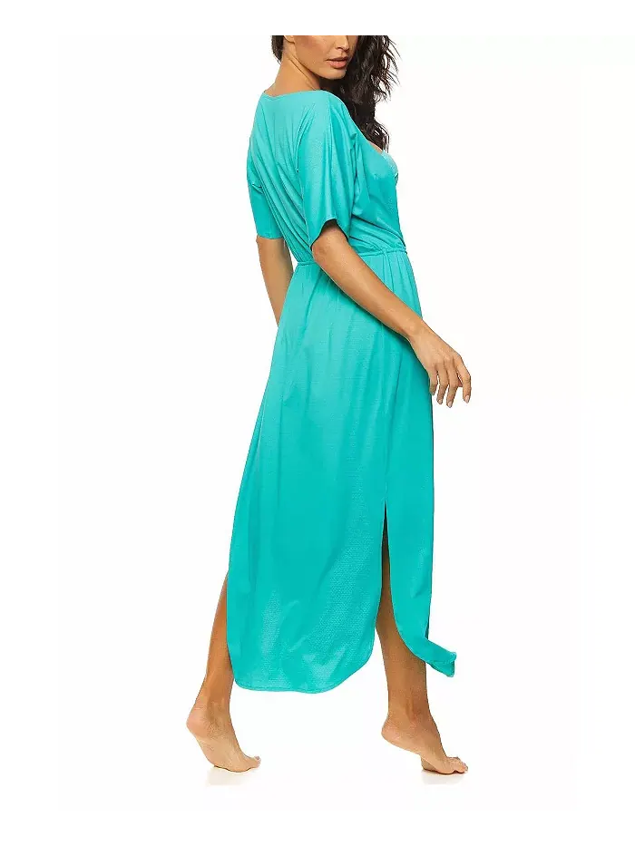 Женский длинный кимоно-кардиган с запахом Guria Beachwear — изображение 2 из 2, бирюзовый