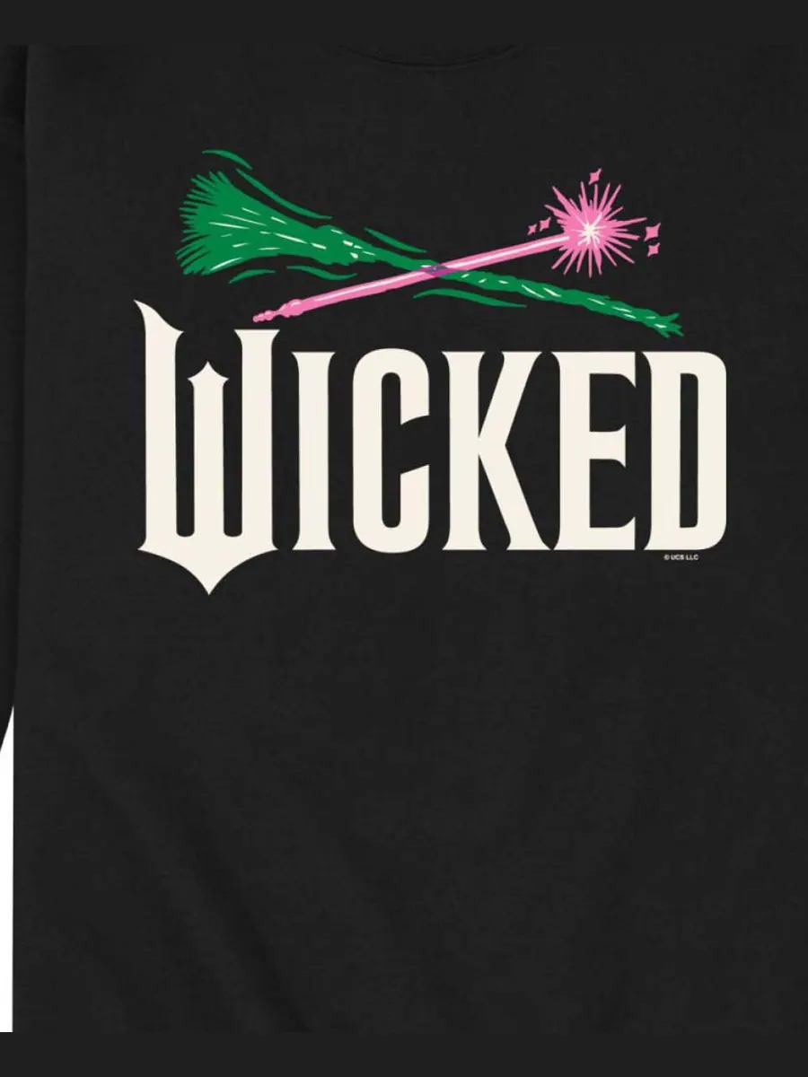 Мужская толстовка с длинными рукавами Wicked Part 2 с логотипом в виде метлы и волшебной палочки — изображение 3 из 3, черный