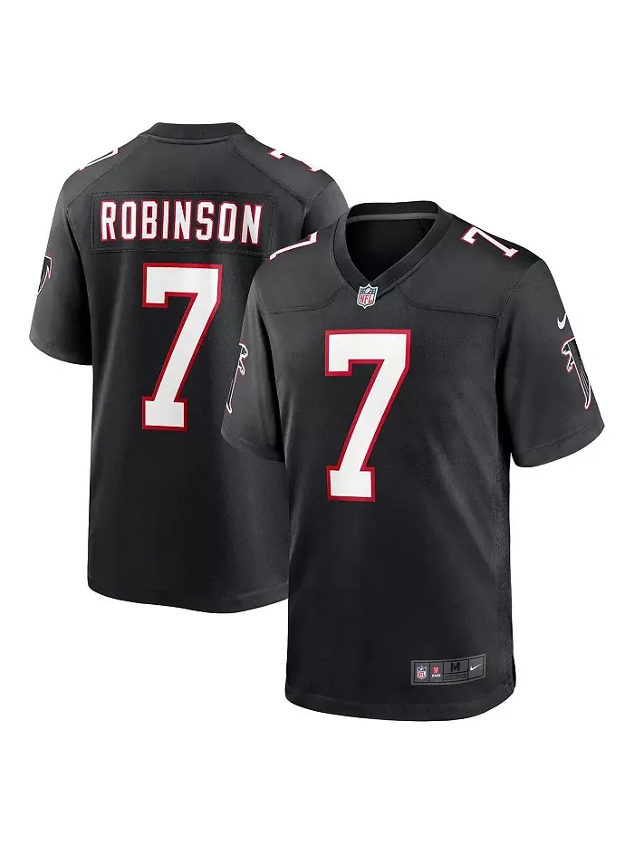 Мужская ретро-игровая футболка Bijan Robinson Atlanta Falcons, выбранного в первом раунде драфта — изображение 1 из 3