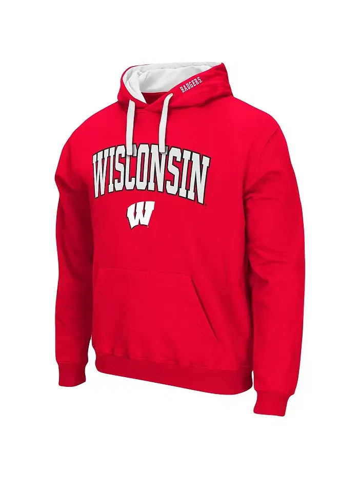 Мужская толстовка с капюшоном Wisconsin Badgers Big and Tall Arch & Logo 2.0 Colosseum — изображение 5 из 6, темно-серый