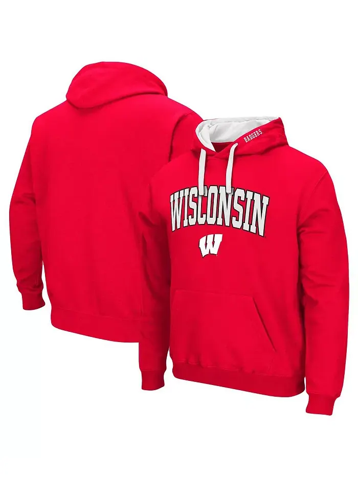 Мужская толстовка с капюшоном Wisconsin Badgers Big and Tall Arch & Logo 2.0 Colosseum — изображение 6 из 6, темно-серый